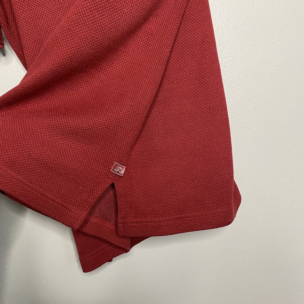 Tommy Bahama Dark Red Waffle Knit Cotton Silk Blend Golf Polo Shirt Size L - Picture 6 of 10